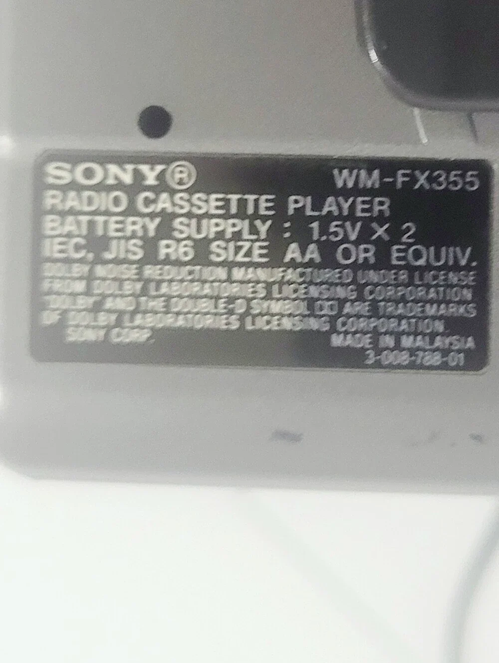Sony Walkman WM-FX355 Cassette Player AM/FM Mega Bass Dolby TRH-1 Headphones